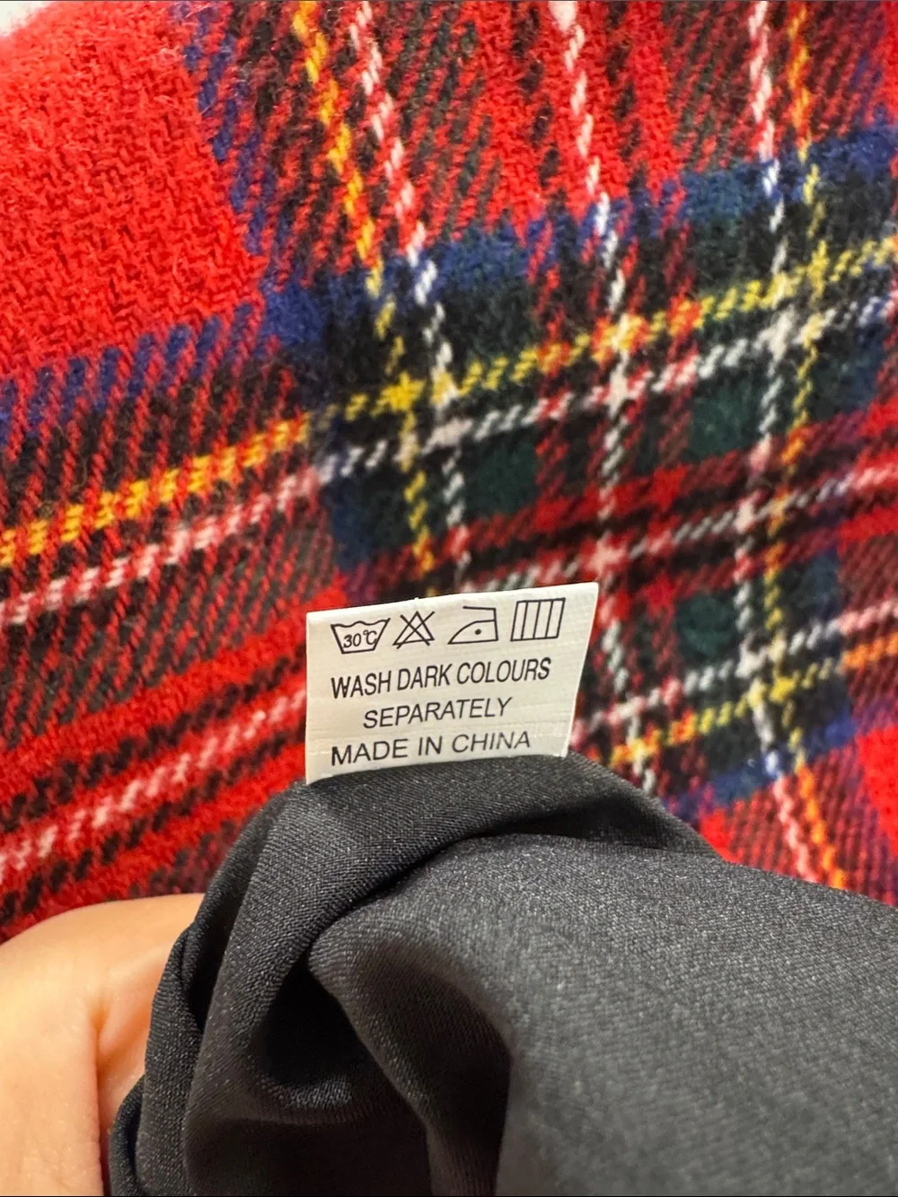 Red Plaid Wool Blend Blazer with Black Velvet Collar